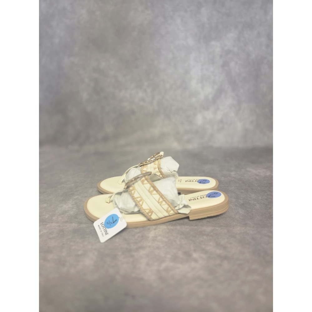 Lottini Women's Sandals Cream Made In Italy with Gold accents 7.5/38